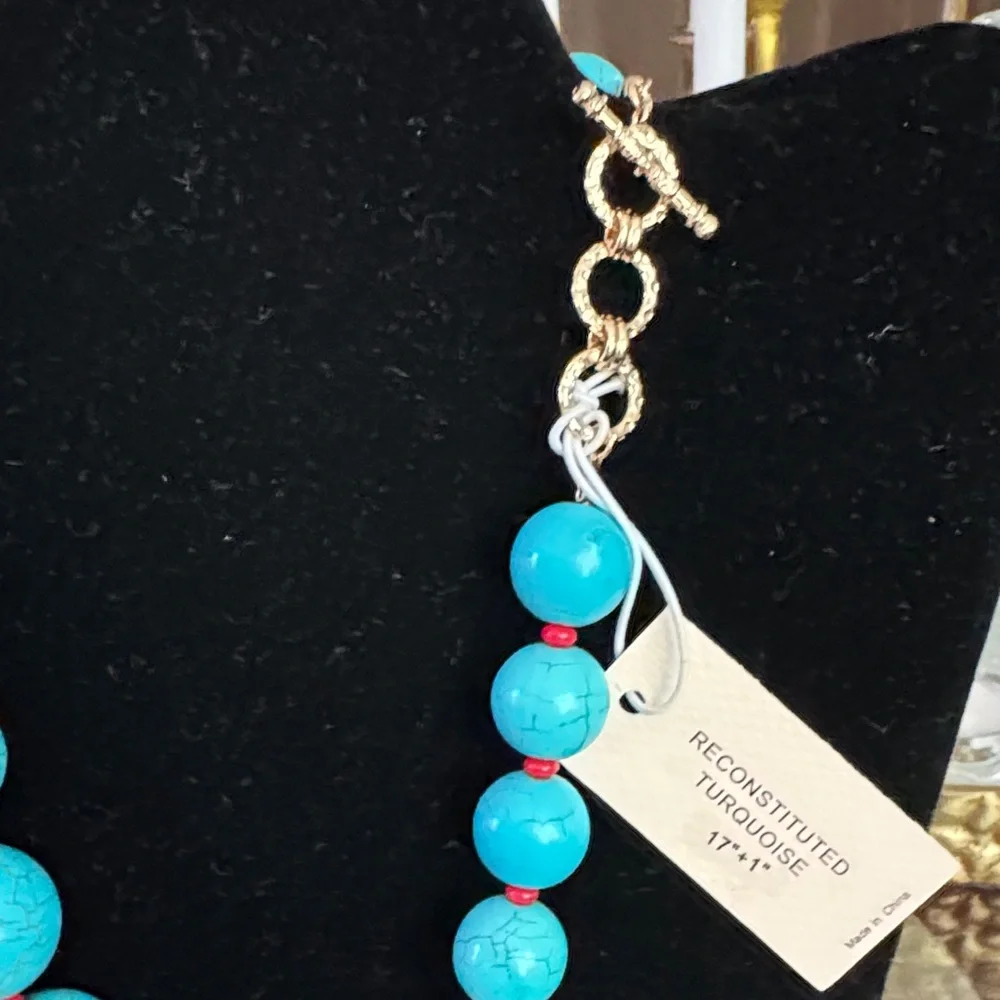 Camila Coelho Reconstructed Turquoise Beaded Necklace
